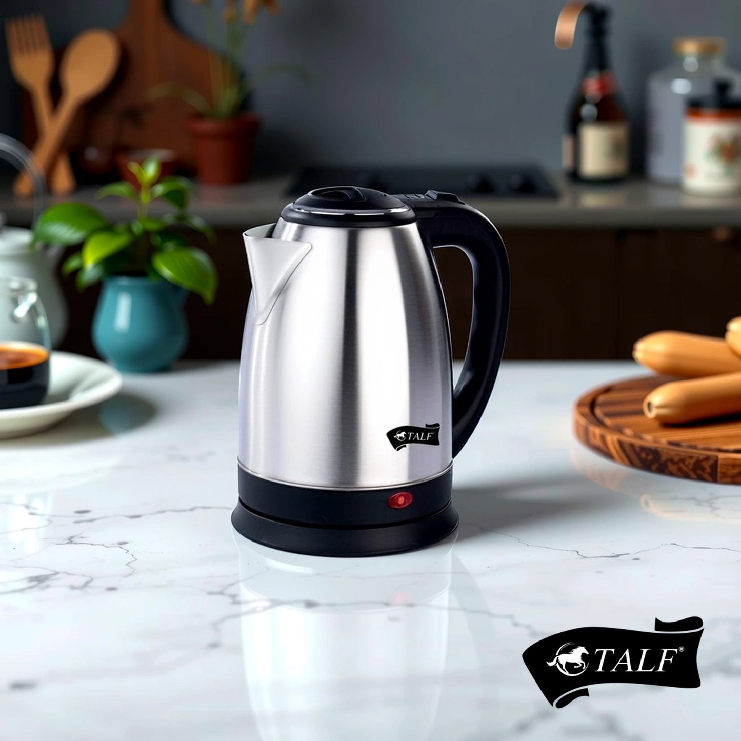 TALF Electric Kettle with Stainless Steel Body, 2 Litre, used for boiling Water, making tea and coffee, instant noodles, soup etc.