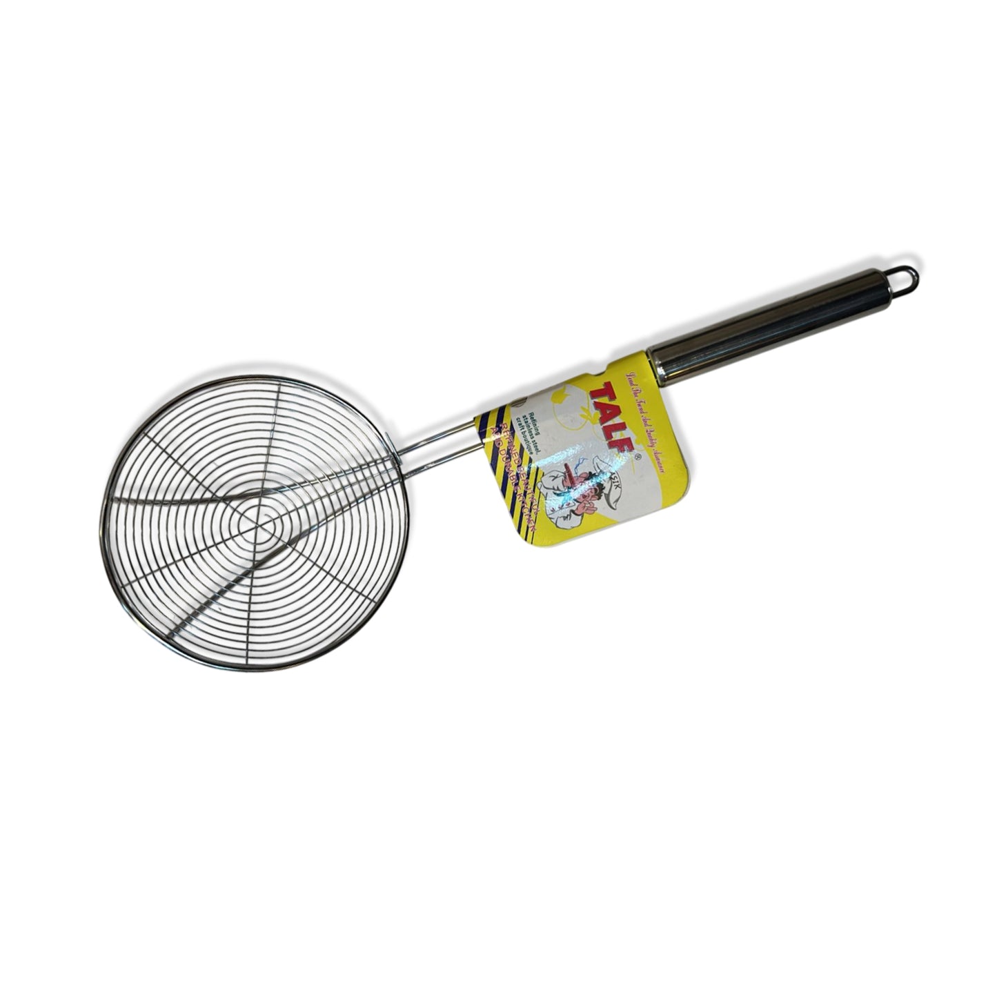 TALF Puri Strainer, 14 cm Stainless Steel Jhar for Cooking & Frying, Versatile Deep Fry Chalni with Handle for Kitchen