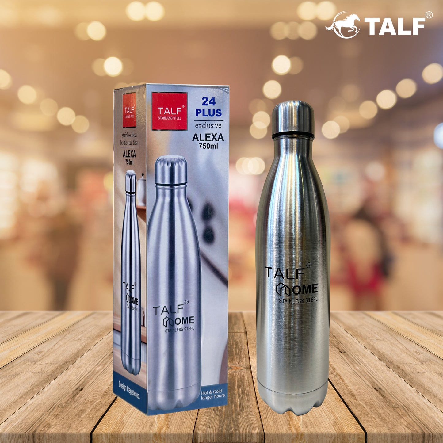 TALF Alexa 24 Plus Hot & Cold, 750ml Double-Wall Stainless Steel, (Thermosteel) Insulated Water Bottle, for Travel, Office, Trekking, Home