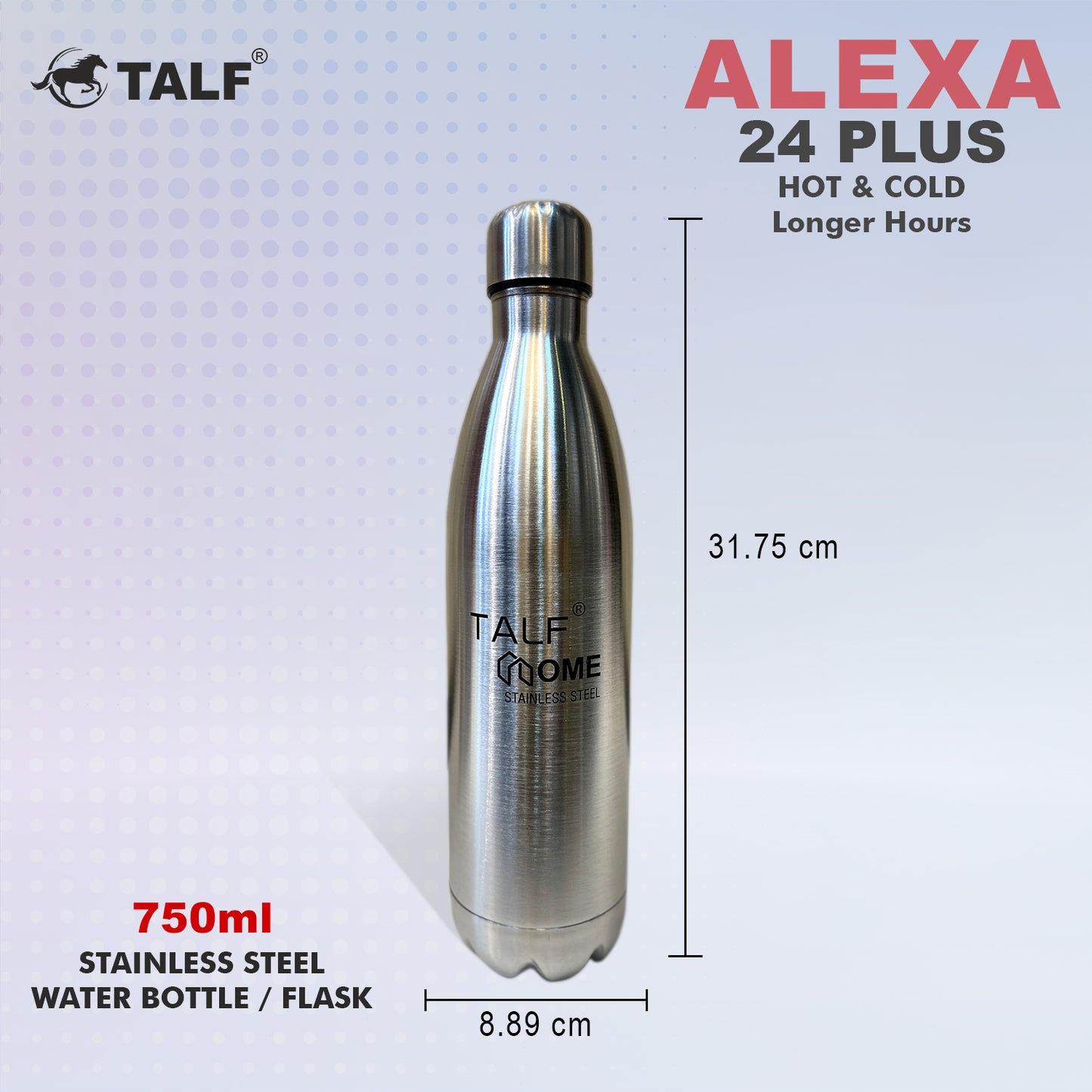 TALF Alexa 24 Plus Hot & Cold, 750ml Double-Wall Stainless Steel, (Thermosteel) Insulated Water Bottle, for Travel, Office, Trekking, Home
