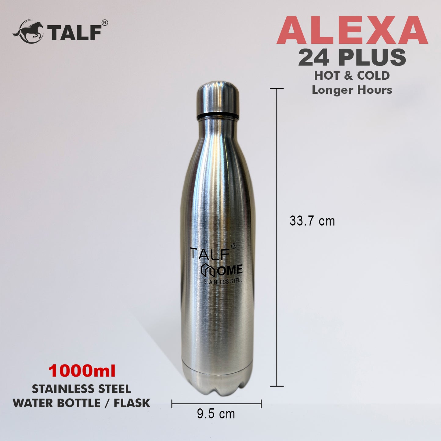 TALF Alexa 24 Plus Hot & Cold, 1000ml Double-Wall Stainless Steel, (Thermosteel) Insulated Water Bottle, for Travel, Office, Trekking, Home