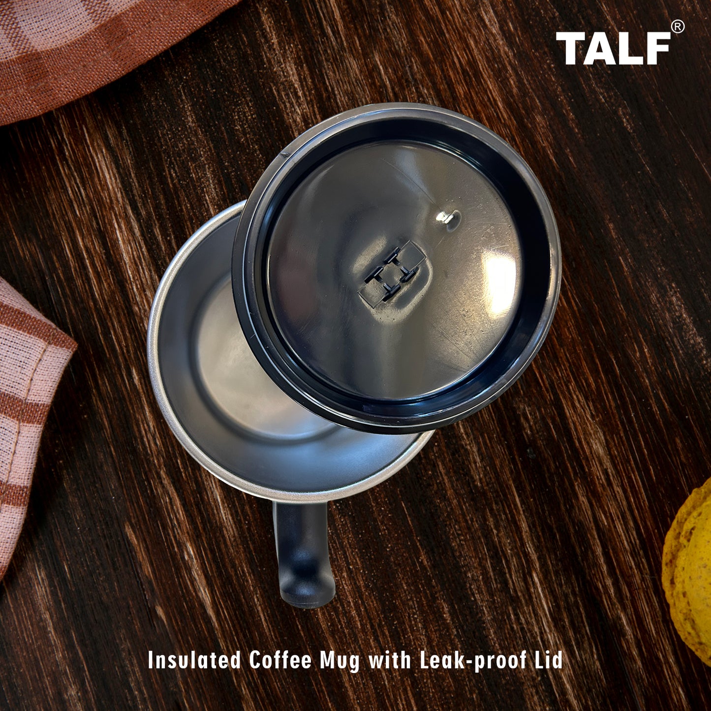 Vacuum Insulated Coffee Mug with Lid, Gift for Her Him, Leak Proof, Silicon Non Slip Pad, Cup for Coffee, Milk, Cocoa, Hot Chocolate