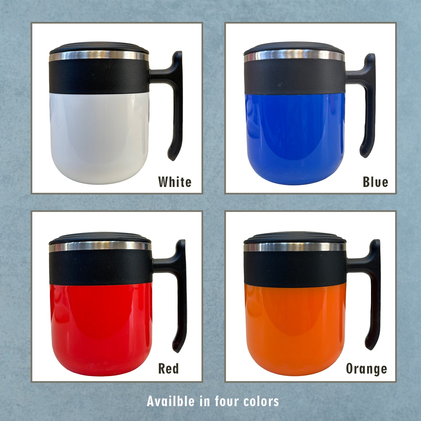 Vacuum Insulated Coffee Mug with Lid, Gift for Her Him, Leak Proof, Silicon Non Slip Pad, Cup for Coffee, Milk, Cocoa, Hot Chocolate