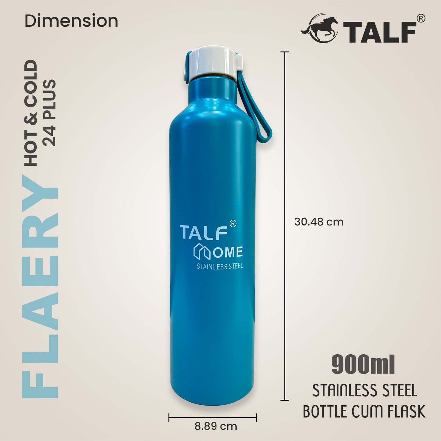 TALF FLAERY Hot & Cold 900ml Double-Wall Vacuum Insulated, Steel Water Bottle Cum Flask