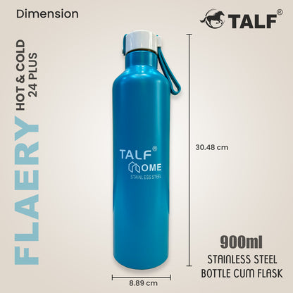 TALF FLAERY Hot & Cold 900ml Double-Wall Vacuum Insulated, Steel Water Bottle Cum Flask
