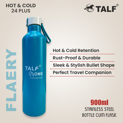TALF FLAERY Hot & Cold 900ml Double-Wall Vacuum Insulated, Steel Water Bottle Cum Flask