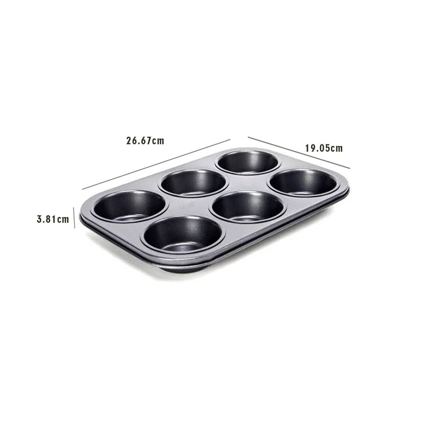 TALF 6-Cup Muffin Tray for Baking, BPA Free Non-Stick Carbon Steel Cupcake Tray, Mould for Baking