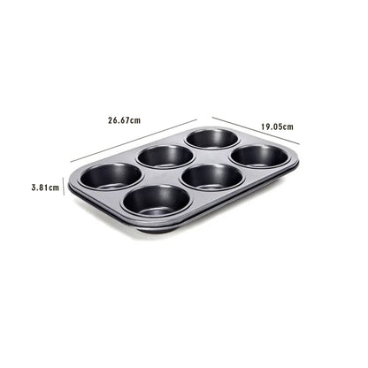 TALF 6-Cup Muffin Tray for Baking, BPA Free Non-Stick Carbon Steel Cupcake Tray, Mould for Baking
