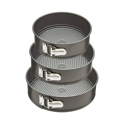 TALF Round Springform Cake Pan Set, 3 Piece Non-Stick Baking Molds, 18cm/20cm/22cm, Black